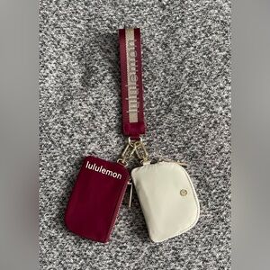 lululemon Burgundy and Cream Wristlet Set